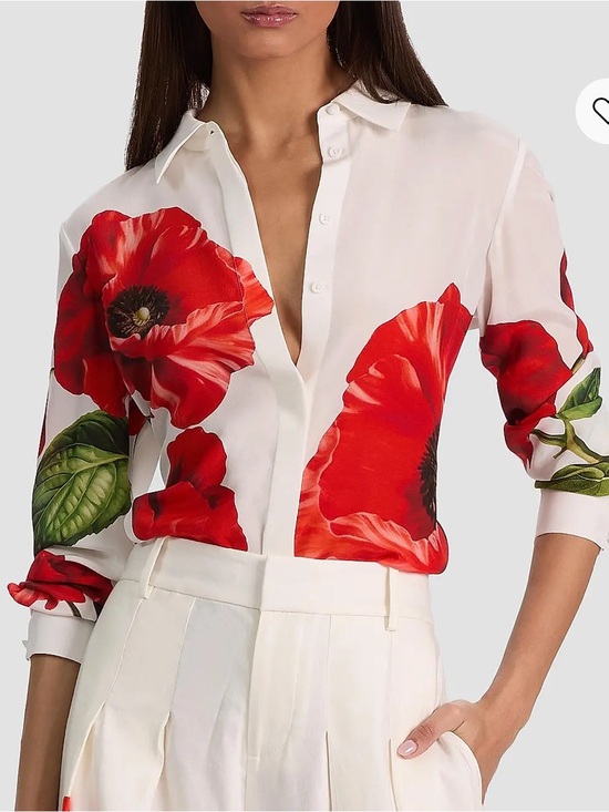 Alice + Olivia Tops - Alice+Olivia Willa Floral Silk Shirt